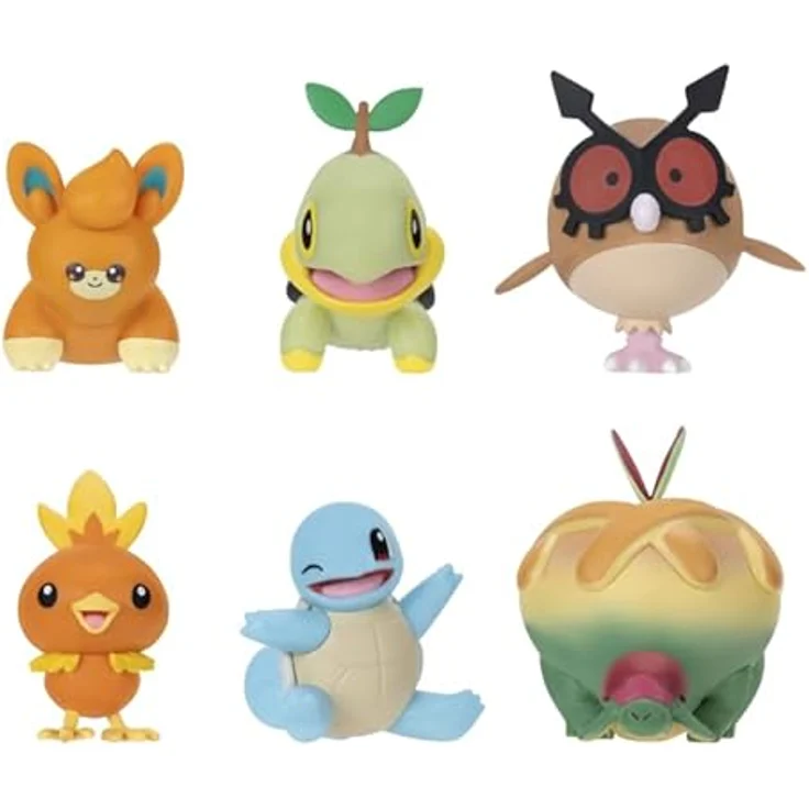 Pokémon Battle Figure 6er-Pack, 5 cm Figuren (Pawnii, Turtwig, Hoothoot, Torchic, Appletun, Squirtle) – offizielles Spielset für Kinder ab 4 Jahren – Bild 3