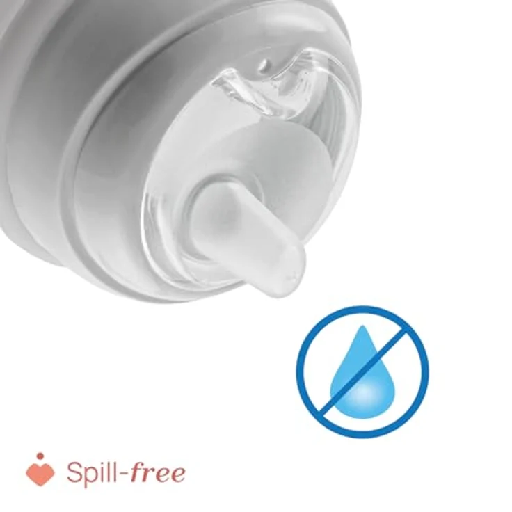Chicco Transition Trinklernbecher, auslaufsicherer 200ml Becher mit ergonomischer Silikontülle und doppeltem Anti-Kolik-Ventil, BPA-frei, grau, 4+ M – Bild 5