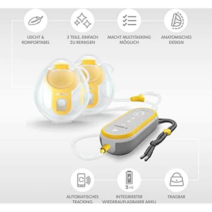 Medela Freestyle Hands-Free Milchpumpe |, tragbare und diskrete elektrische Doppelmilchpumpe mit App-Konnektivität, Yellow – Bild 7