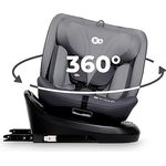 Kinderkraft i-GROW i-Size Reboarder-Kindersitz, drehbar ab Geburt bis 12 Jahre (40-150 cm), mit Sitzverkleinerer, Isofix-Basis & Top Tether - Grey