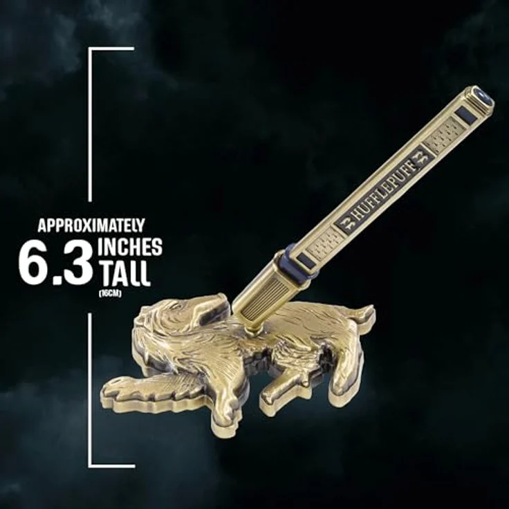 Noble Collection Harry Potter Hufflepuff Schreibstift mit Halterung, Mehrfarbig, 1 Stück – Bild 4