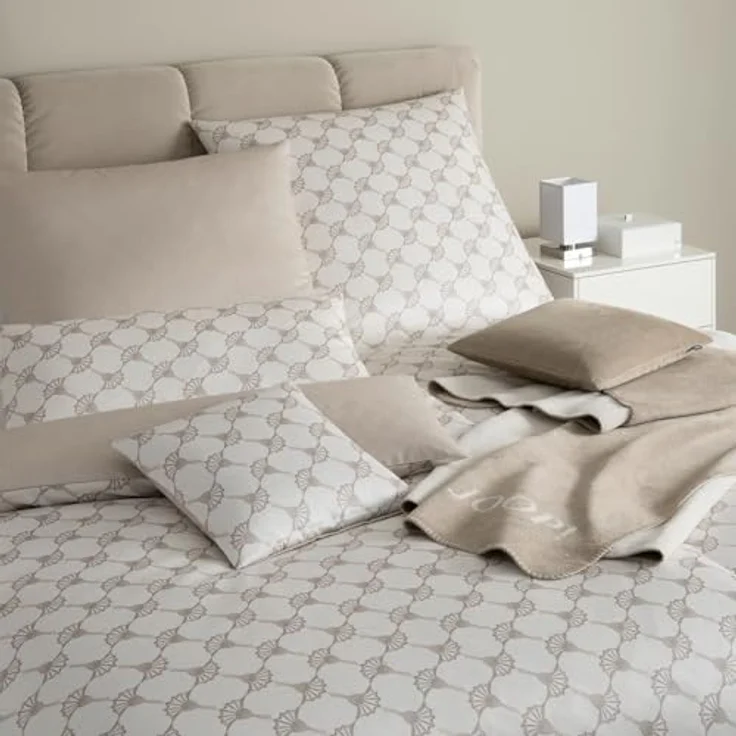 Joop! Bettwäsche Cornflower Double 4083 Light Cream - 77 Nacken-Kissen 40x40 cm - Comfort-Satin im Kornblumen-Design, gedrucktes JOOP Logo, Pflegeleicht, 100% Baumwolle, Made in Germany – Bild 2