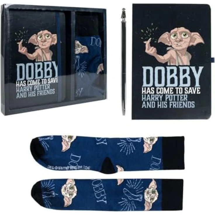 Cerda Harry Potter Dobby Briefpapier-Set, Schreibwaren in Dobby-Socke mit Stiften und Notizblöcken, 25,5 x 22,0 x 2,5 cm – Bild 1