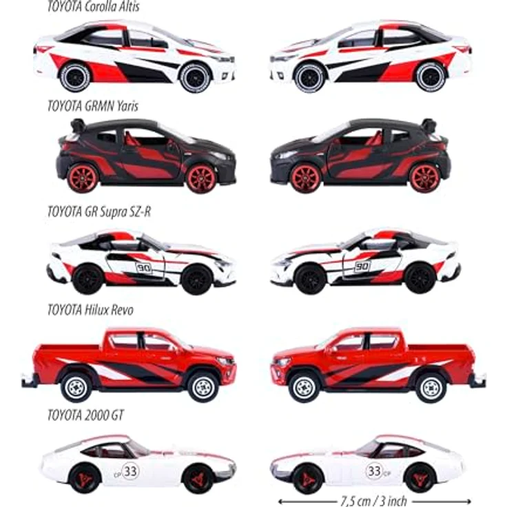 Majorette Toyota Racing 5 Pieces Giftpack, 5-teiliges Set aus Metallspielzeugautos mit Freilauf-Funktion, 7.5 cm, geeignet ab 3 Jahren – Bild 3