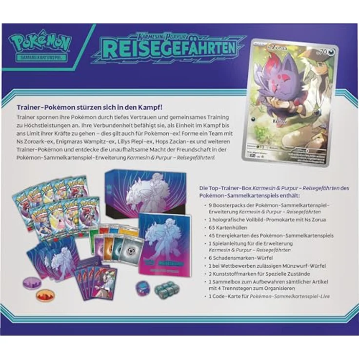 The Pokemon Company Top-Trainer-Box Reisegefährten | Pokemon | Sammel-Karten deutsch, inkl. Boosterpacks, holografische Promokarte und Spielmaterialien – Bild 4