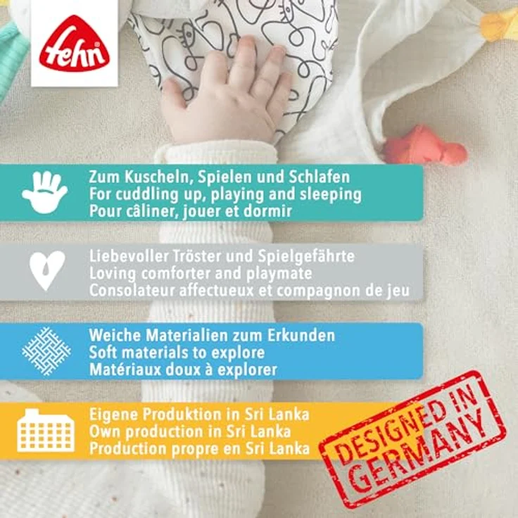 Fehn Schmusetuch Elefant, weiches Schnuffeltuch als Einschlafhilfe und Kuschelfreund für Babys ab Geburt – Bild 6
