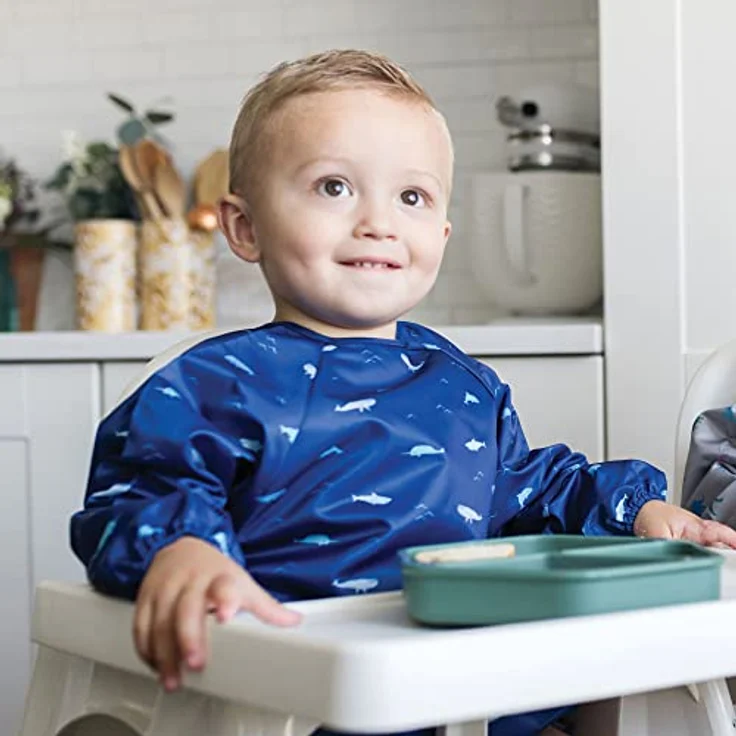 Tiny Twinkle Schmutzfestes Baby-Lätzchen mit Ärmeln, Pflegeleicht & Maschinenwaschbar, Ocean Life, für 6–24 Monate – Bild 3