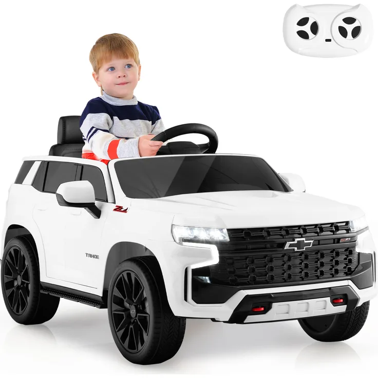 Dreamade 12 V Elektroauto für Kinder, Fahrzeug mit elterlicher Fernbedienung, 3 Geschwindigkeiten, Elektrofahrzeug 3-6 Jahren Weiß