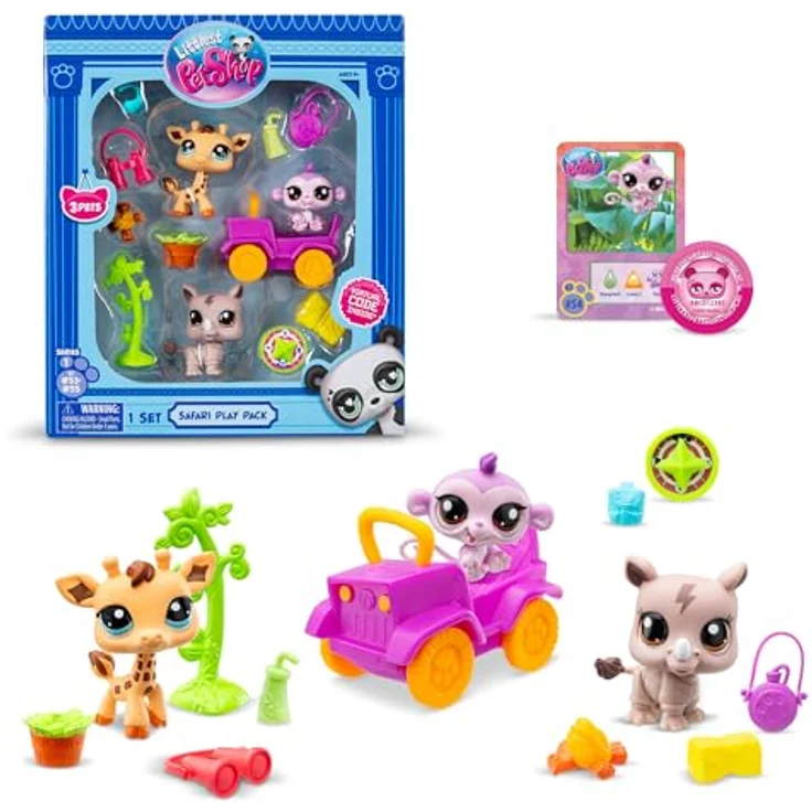 Littlest Pet Shop Safari Play PK, Spielfigurenset für kreative Dschungelgeschichten mit detailgetreuen Figuren – Bild 1