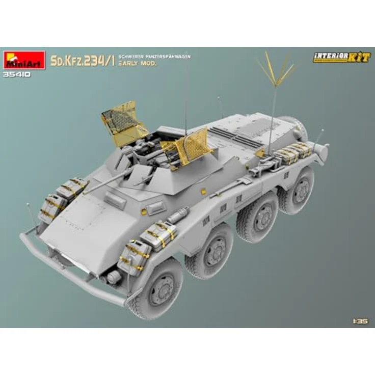 Miniart 1:35 Sd.Kfz 234/4 Panzerspähwagen, Modell mit detailliertem Interieur und 6 Varianten Decals – Bild 13
