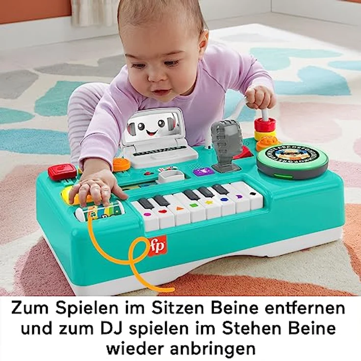 Fisher Price Lernspaß DJ Spieltisch, interaktives Aktivitätszentrum zur Förderung der Feinmotorik mit Musik- und Soundeffekten – Bild 6