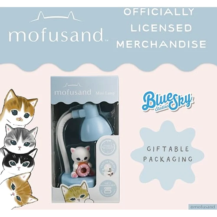 BlueSkyStudios Mofusand Minilampe USB, LED Tischlampe mit Katzfigur und Donut, mehrfarbig – Bild 6