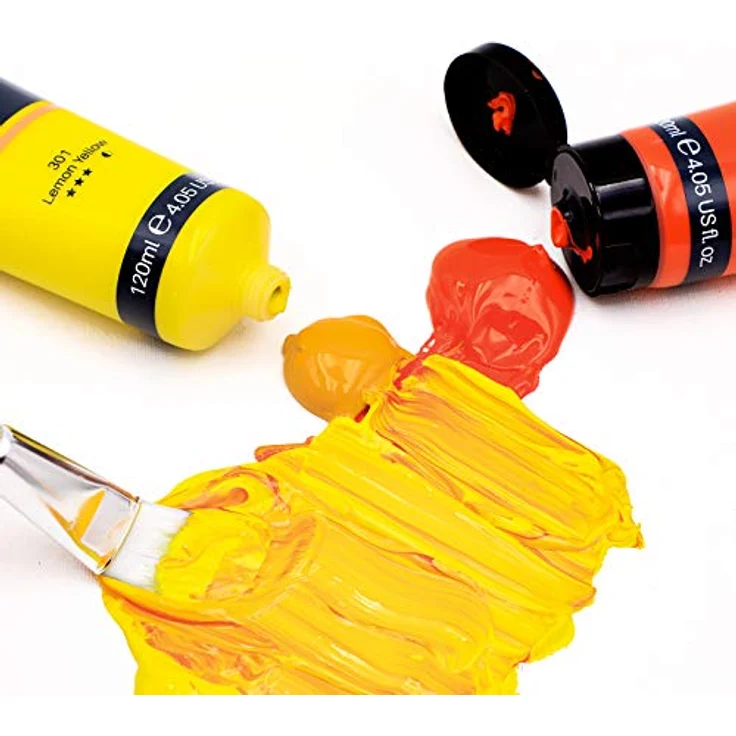 Artecho Acrylfarbe Zitronengelb 120 ml, wasserfest, lichtecht, schnell trocknend, geeignet für Leinwand, Holz, Stoff, Handwerk, Leder und Stein – Bild 5