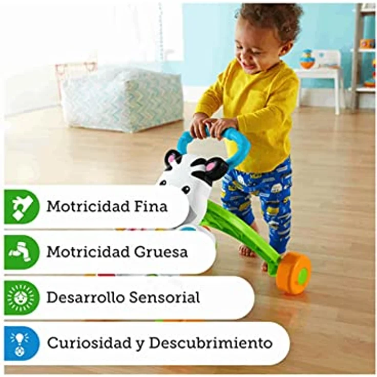Fisher-Price Lern mit mir - Zebra Lauflernwagen, musikalisches Aktivitäts- und Gehspielzeug mit Lerninhalten, ab 6 Monaten, spanische Version, DLD87 – Bild 5