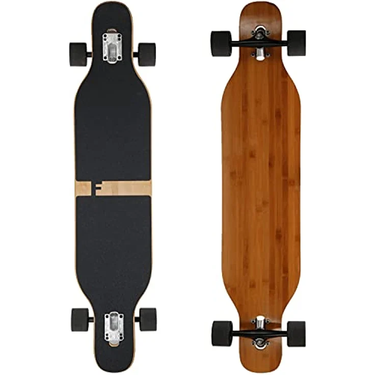 FunTomia Longboard Drop Through Cruiser Flex3 3 Stufen Komplettboard Mach1 Speed Kugellager T-Tool, Bambus-Ahornholz, 106cm - schwarz – Bild 1