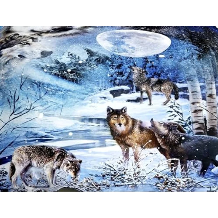 JACK Mako Satin 4tlg. Digitaldruck Bettwäsche Wolf Nights Saphir Blau Anthrazit Grau - 100% Baumwolle, hygienisch, Öko-Tex Standard 100 Siegel – Bild 3