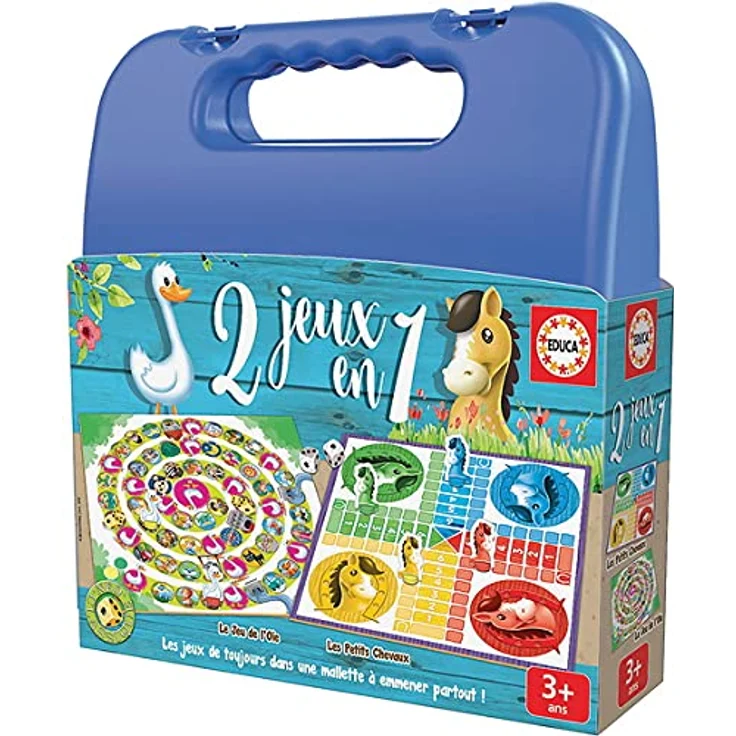 Educa Koffer mit 2 Brettspielen in 1, für Kinder ab 3 Jahren, inkl. Spielsteinen und Würfeln, 17609 – Bild 2