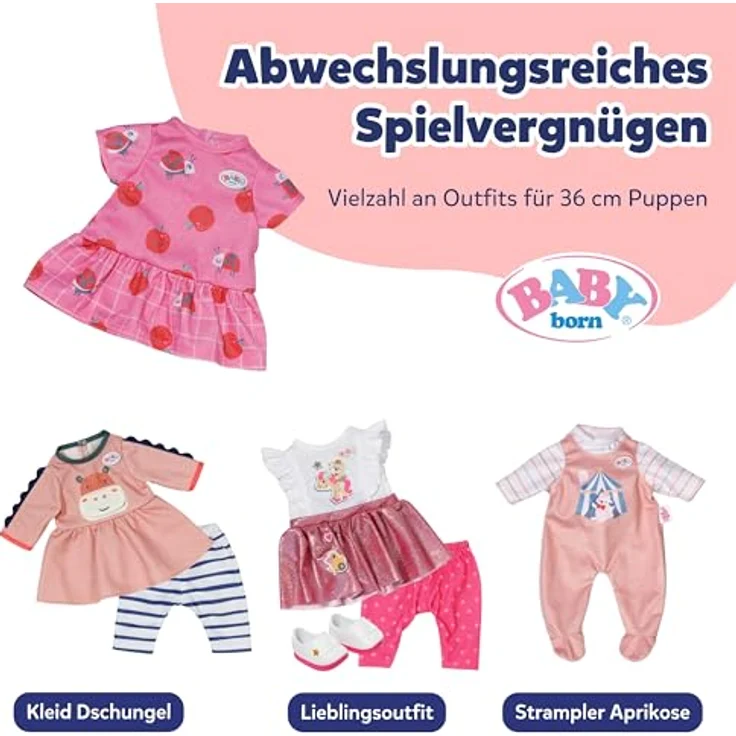 BABY born Kleid pink mit Äpfeln und Marienkäfern, kniefreies Sommerkleid für 36cm Puppen, leicht anzuziehen, Modell 839232 von Zapf Creation – Bild 6