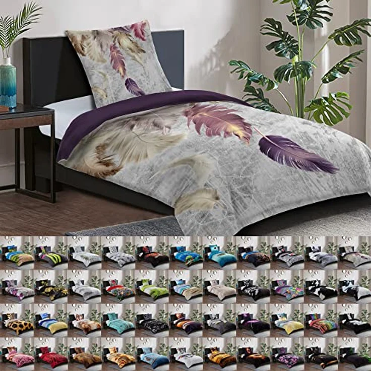 Sanilo® Bettwäsche 135x200 cm, 100% feinste Baumwolle, 2-teilig, Bettbezug, Kissenbezug 80x80cm, Oeko-TEX Zertifiziert (2-teilig 135x200 cm, Federn) – Bild 1