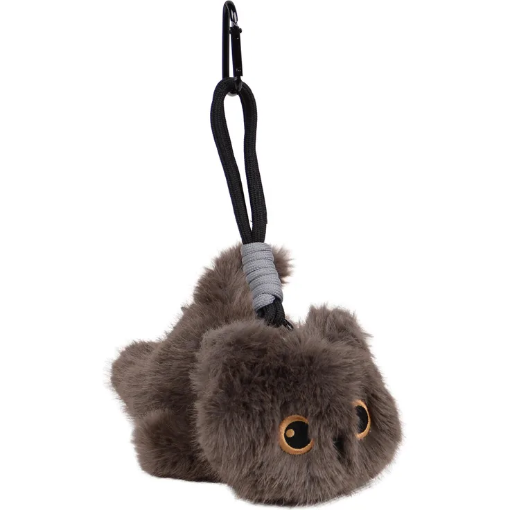 UNUS Plüschkatze Mokka, 17 cm grau, mit abnehmbarem Anhänger und flauschig weichem Fell
