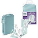 Philips Avent Babypflegeset SCH401/00, Kompakt mit Nagelzange, Schere, 3 Feilen, Kamm, Haarbürste, Nasensauger und Fingerzahnbürste