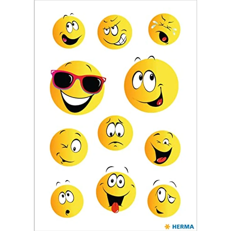 HERMA DECOR Happy Face Sticker, Selbstklebende Schmucketiketten aus Papier, 3 Blätter – Bild 2
