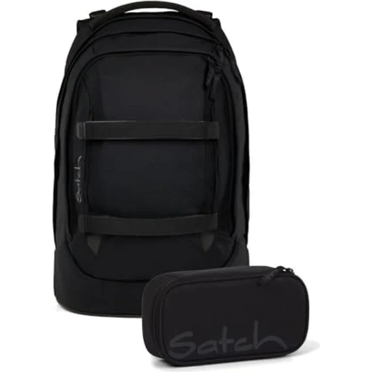 Satch pack Schulrucksack Set 2tlg. inkl. Schlamperbox (Blackjack), innovatives 3D Soft-Mesh Rückensystem, 30 Liter Volumen – Bild 1