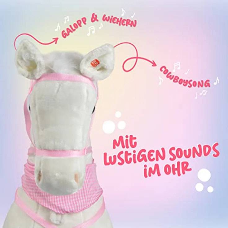Pink Papaya Giant XXL Kinder Spielpferd zum Reiten Luna 125 cm | Plüschpferd | Fast lebensgroßes Pferd zum Reiten für Kinder | Stehpferd bis 100kg belastbar mit Sounds – Bild 3