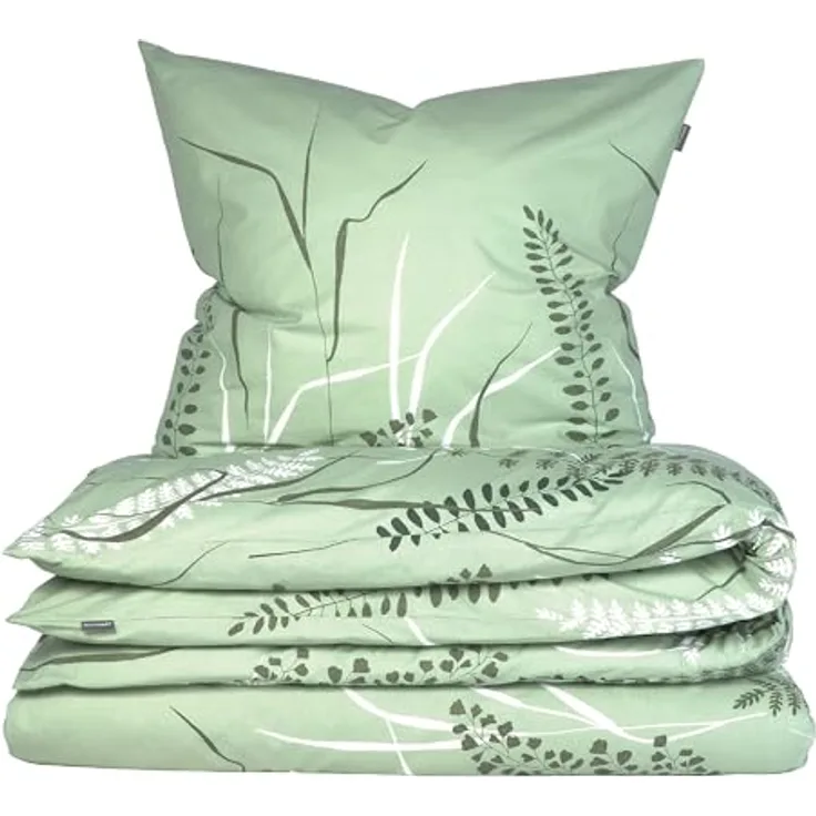 Schiesser Bettwäscheset Annic | Renforcé | 100% Baumwolle aus nachhaltiger Produktion | 155x220cm + 80x80cm | Grün