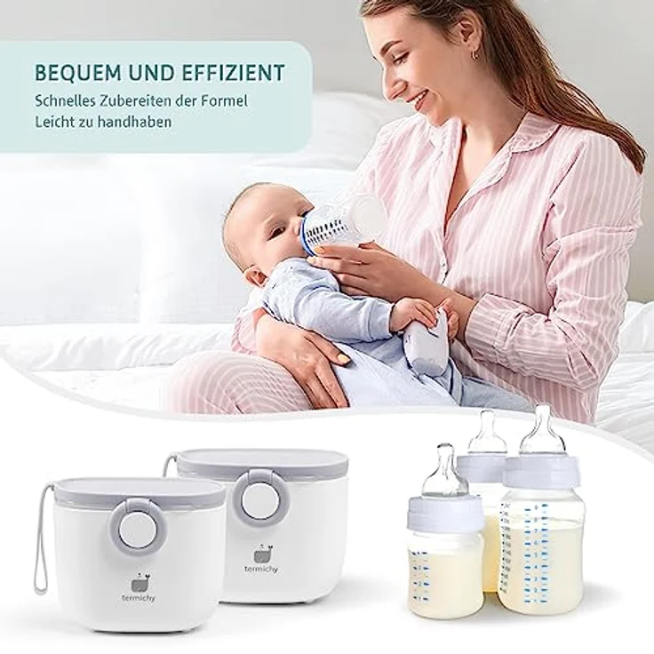 Milchpulver Portionierer baby, Termichy Milchpulver-Spender, 250g luftdichter tragbarer Milchpulver-Behälter für Reisen, mit Schaber und Löffel (Grau&weiß,1 Stück) – Bild 4