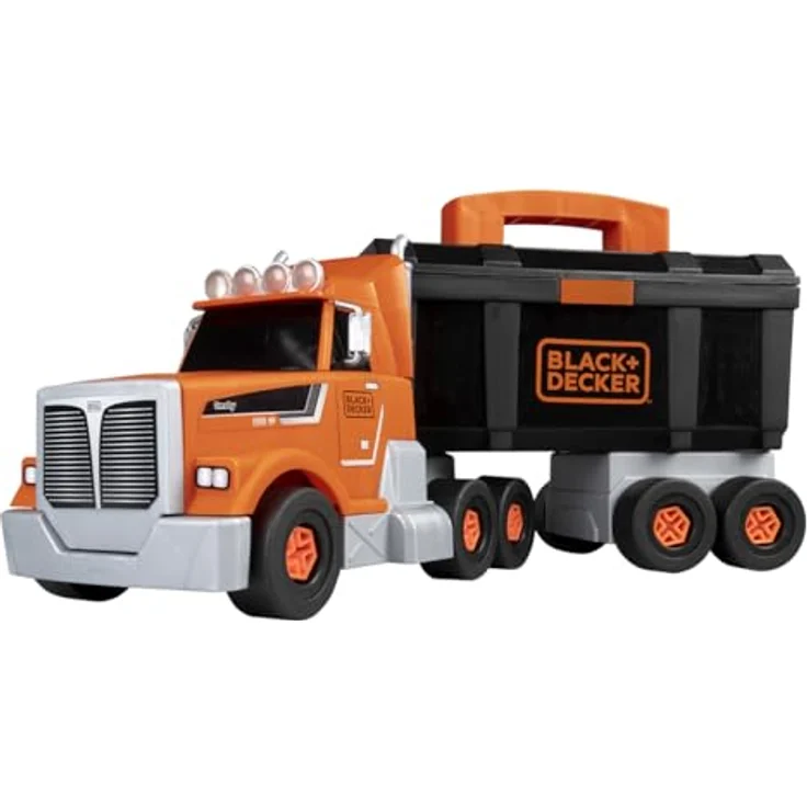 Smoby Black+Decker Truck mit abnehmbarer Werkzeugbox und 60 Zubehörteilen, inklusive mechanischem Akkuschrauber – Bild 1