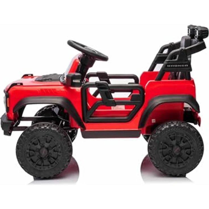 Beneo Ford Bronco Elektrisches Kinderfahrzeug, Einzelsitzer, Rot, Hinterradantrieb, 2,4-GHz-Fernbedienung, MP3-Player mit USB-Anschluss, hohe Bodenfreiheit, Sicherheitsgurt, LED-Beleuchtung – Bild 9