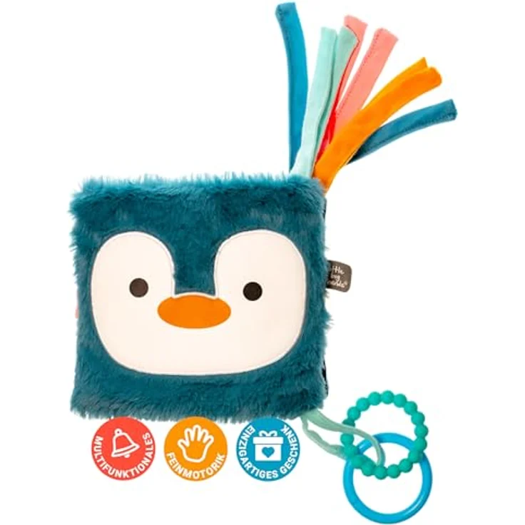 Little Big Friends Soft Activity Book 2 in 1, Mehrzweck-Entwicklungsspielzeug mit Beißring und einfacher Befestigung am Kinderbett – Bild 2