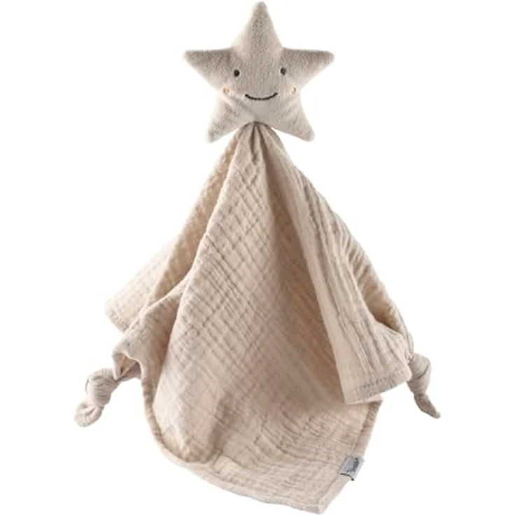 Sterntaler Baby Schmusetuch Stern aus Musselin, mit besticktem Gesicht und Knotendetails, Trösterchen für Jungen und Mädchen, blau – Bild 1