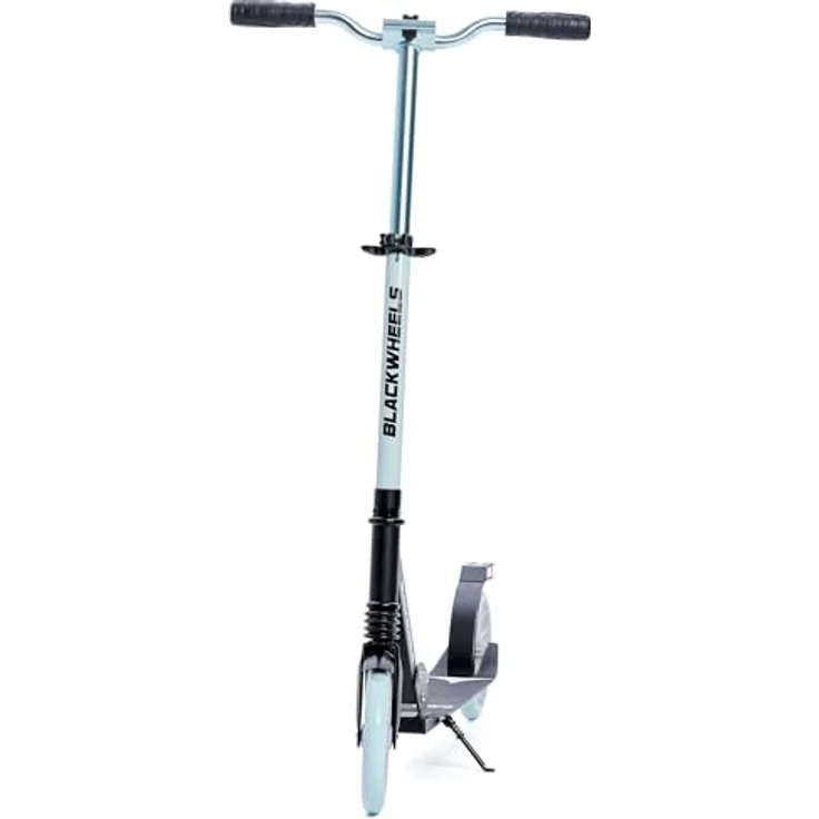 BLACKWHEELS Scooter Zoom, Schwarz und mint, leichter Aluminiumrahmen, schnelles Klappsystem, ergonomische TPU-Griffe, grosse 200 mm Räder, integrierter Stossdämpfer – Bild 4