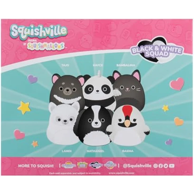 Squishville SQM0509-6er Pack Schwarz-Weiß Squad, superweiche Mini-Squishmallows, 5cm Plüschfiguren – Bild 3