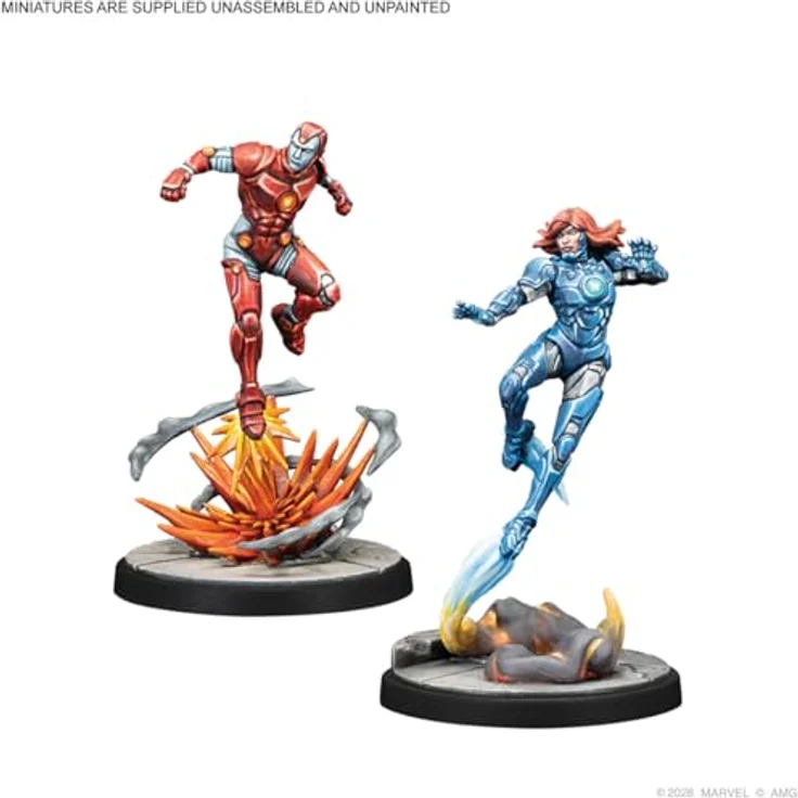 Atomic Mass Games Marvel Crisis Protocol Charakterpaket, Iron Lad, Iron Monger, Kang the Conqueror & Rescue, Miniaturen und Statkarten für strategische Kämpfe – Bild 4