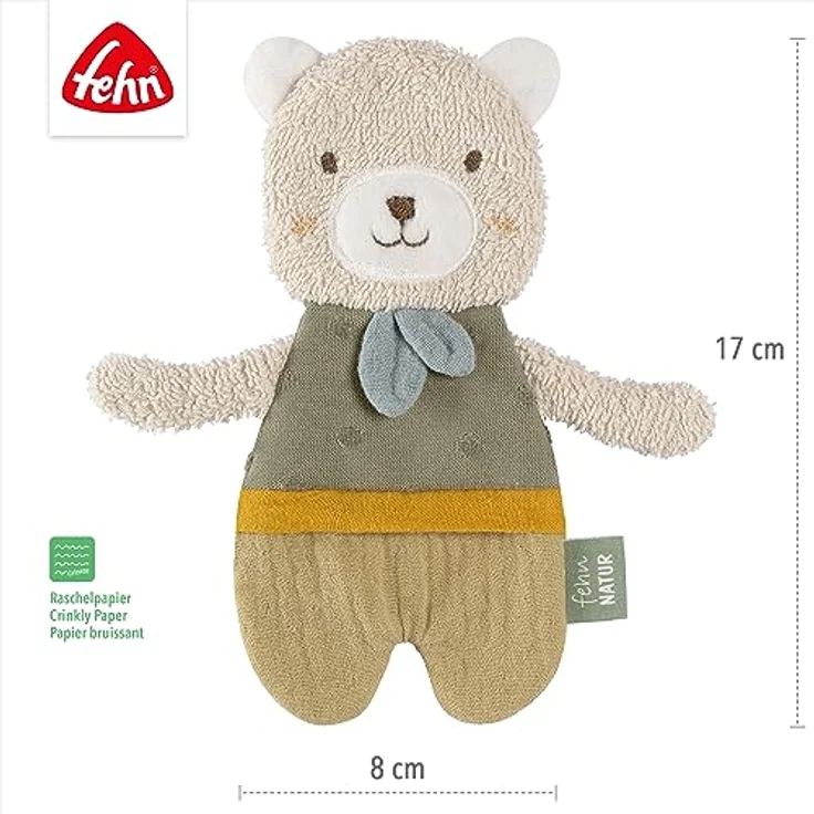 BABY FEHN fehnNATUR Crinkle Bear Rassel, Plüschspielzeug zur Förderung der Sinne, ideal für kleine Hände – Bild 5