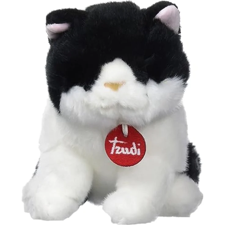 Trudi 21040 Klassik Plüschkatze Brad ca. 19 cm, Größe S, hochwertiges Stofftier mit weichen Materialien und realistischen Details, waschbar, Kuscheltier für Kinder, Schwarz/Weiß – Bild 3