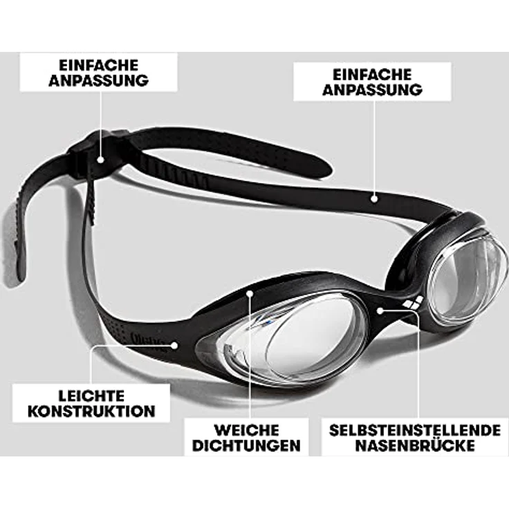 arena Spider Anti-Fog Schwimmbrille Unisex für Erwachsene, Schwimmbrille mit UV-Schutz, Selbstjustierender Nasensteg, Hypoallergene Silikon Dichtungen – Bild 5