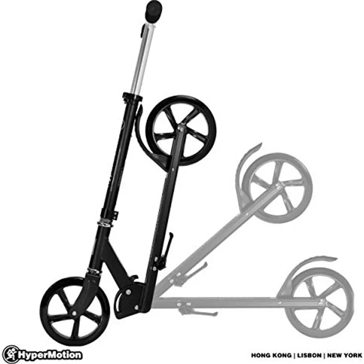 HyperMotion ROCKSTER, klappbarer Tretroller für Kinder ab 8 Jahren und Erwachsene, schwarz, leicht und robust mit 200 mm Rädern und verstellbarem Lenker – Bild 6