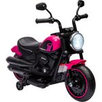 HOMCOM Elektro-Kindermotorrad Kinderfahrzeug mit abnehmbaren Stützrädern, Rosa, Belastbarkeit 25 kg, 76L x 42B x 57H cm