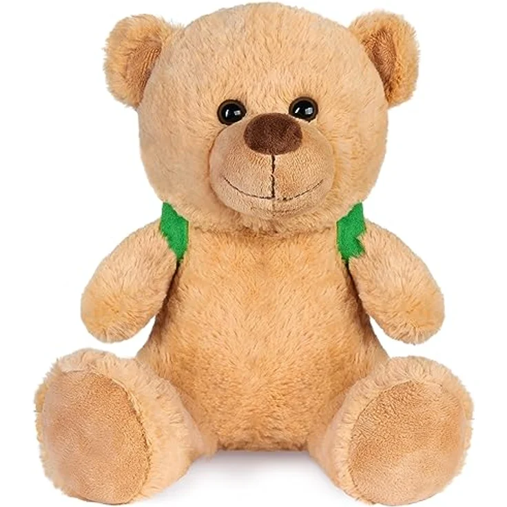 BRUBAKER Kuscheltier Teddybär "Travel Buddy" - 25 cm Glücksbringer für Reisende mit Rucksack - Beige/Hellbraun – Bild 2