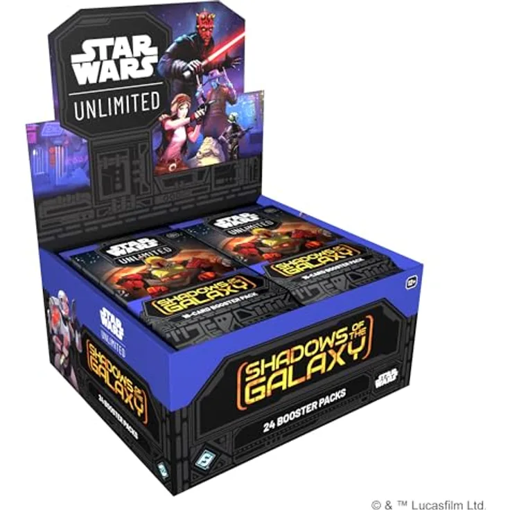 Fantasy Flight Games Star Wars Unlimited - Shadow of the Galaxy Display (English), Trading Card Game Booster Display - Smugglers, Rogues, and Bounty Hunters from the Outer Rim, 24 Packs of 16 Cards, Ages 12+