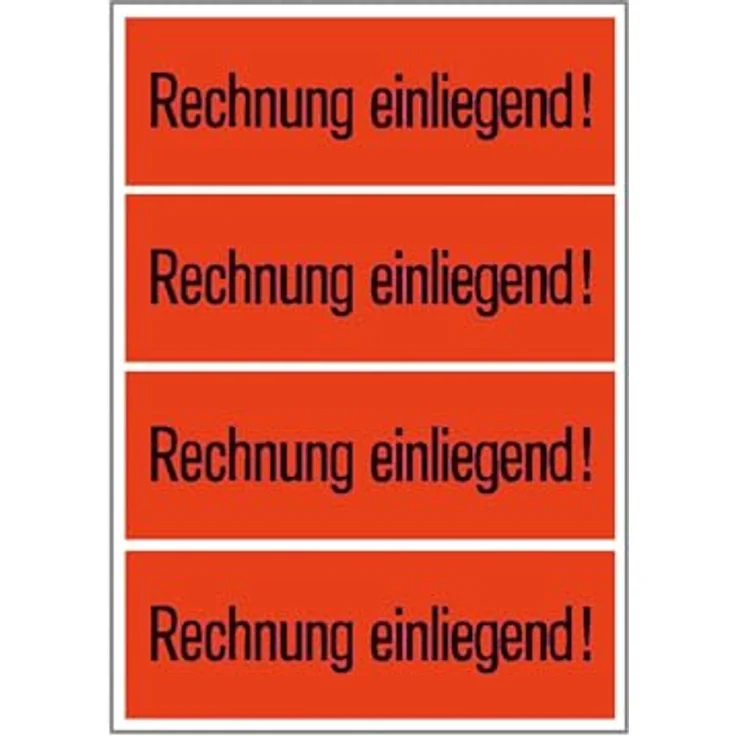 HERMA 6752 Rechnung einliegend! Aufkleber, 1000 Stück, 39 x 118 mm, selbstklebend, neon leuchtrot, Warnhinweis Etiketten für Sendungen – Bild 1
