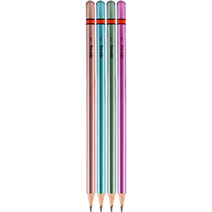 rOtring Bleistifte HB Blister 4er Metallic: Metallic-Blau, Metallic-Grün, Metallic-Orange - Metallic-Pink – Bild 1