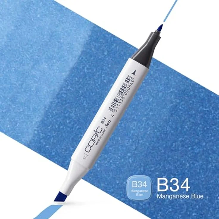 Copic Classic Marker Typ B - 34, Manganese Blue, professioneller Layoutmarker mit dualem Spitzensystem, schnelltrocknender und wischfester Tinte – Bild 2