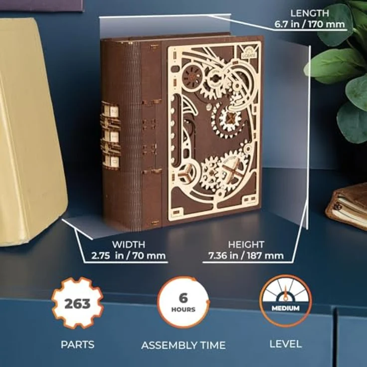 UGEARS Ugears Book of Secrets l 3D-Puzzle mit Zahlenkombination, 263 Puzzleteile, Holz – Bild 2