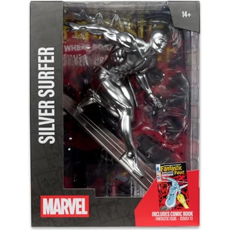 McFarlane Marvel Collection PVC Statue 1/6 Silver Surfer, detailreiche 25 cm Figur mit Diorama-Base und Comic (englisch) – Bild 6