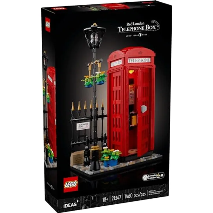 LEGO Ideas 21347 Londoner Telefonzelle, Heimdekoration für Anglophile, rot